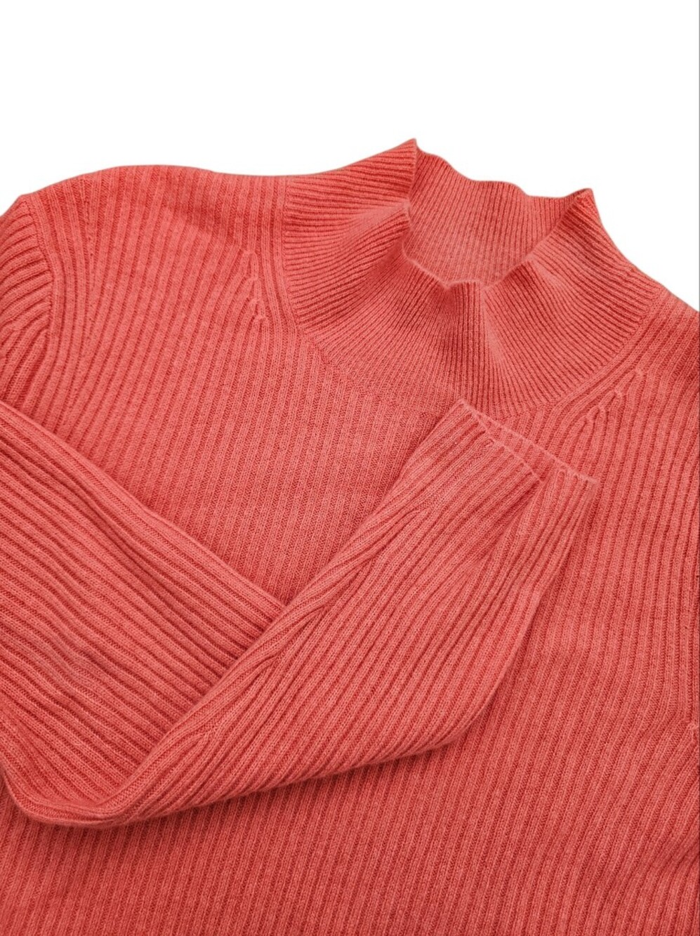 Alex Marie Cashmere Sweater High Neck Size XL Coral 100% Cashmere
